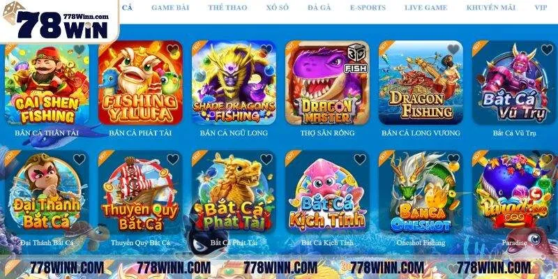 Bắn cá 78WIN trang bị nhiều vũ khí hạng nặng